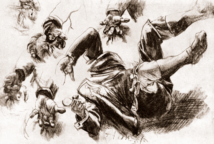  Adolpyh Von Menzel —— 仰卧在地上的男子